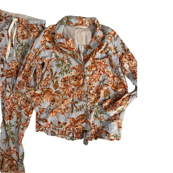 SOFT SURROUNDINGS women’s cotton modal blend light blue pajamas botanical print - Picture 4 of 15